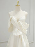 Ndyad Sweetheart Neck Satin ivory Long Prom Dress, ivory Long Formal Dress HZ1024
