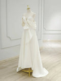 Ndyad Sweetheart Neck Satin ivory Long Prom Dress, ivory Long Formal Dress HZ1024
