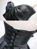 Ndyad Tulle Satin Short Prom Dress, Black Homecoming Dress HZ1024