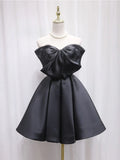Ndyad Tulle Satin Short Prom Dress, Black Homecoming Dress HZ1024