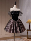 Ndyad Mini Short Prom Dress, Sweetheart Neck Black Cute Homecoming Dress HZ1024