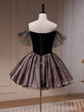Ndyad Mini Short Prom Dress, Sweetheart Neck Black Cute Homecoming Dress HZ1024
