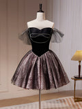 Ndyad Mini Short Prom Dress, Sweetheart Neck Black Cute Homecoming Dress HZ1024