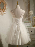 Ndyad v neck tulle lace short prom dress lace cocktail dress HZ1024