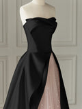 Ndyad Satin Tulle Pink Long Prom Dress, Pink Long Formal Dress HZ1024