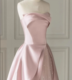 Ndyad Satin Tulle Pink Long Prom Dress, Pink Long Formal Dress HZ1024