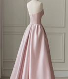 Ndyad Satin Tulle Pink Long Prom Dress, Pink Long Formal Dress HZ1024