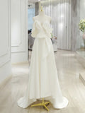Evafashion Sweetheart Neck Satin ivory Long Prom Dress, ivory Long Formal Dress HZ1024