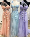 Ndyad One Shoulder Tulle Lace Black Prom Dress, Black Long Evening Dress HZ1024