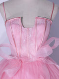 Ndyad A-Line Tulle Lace Long Prom Dresses, Pink Sweet 16 Dress HZ1024