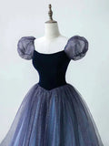 Ndyad A-Line Tulle Long Prom Dress, Purple Formal Dress HZ1024