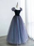 Ndyad A-Line Tulle Long Prom Dress, Purple Formal Dress HZ1024