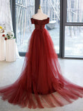 Ndyad Sweetheart Neck Mermaid Burgundy Long Prom Dress, Burgundy Formal Dress HZ1024