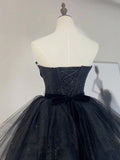 Ndyad Tulle Black Long Prom Dress, Black Formal Evening Dress HZ1024