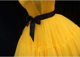 Ndyad Tulle High Low Prom Dress, Yellow Formal Evening Dress HZ1024