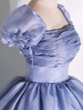 Ndyad Tulle Long Prom Dress, Tulle Blue Sweet 16 Dress HZ1024