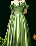 Ndyad Satin Green Long Prom Dress, Green Formal Evening Dress HZ1024