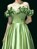Ndyad Satin Green Long Prom Dress, Green Formal Evening Dress HZ1024