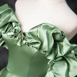 Ndyad Satin Green Long Prom Dress, Green Formal Evening Dress HZ1024