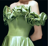 Ndyad Satin Green Long Prom Dress, Green Formal Evening Dress HZ1024