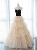 Ndyad Tulle Long Prom Dress, Champagne Formal Evening Dress HZ1024