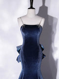 Ndyad Mermaid Velvet Long Prom Dresses, Velvet Formal Evening Dresses HZ1024