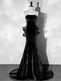 Ndyad Mermaid Velvet Long Prom Dresses, Velvet Formal Evening Dresses HZ1024