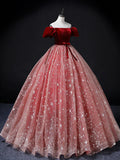 Ndyad Burgundy/Pink Tulle Long Prom Dress, Burgundy/Pink Sweet 16 Dress HZ1024