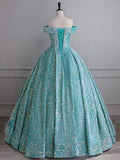 Ndyad Green Velvet Sequin Long Prom Dress, Velvet Formal Dress HZ1024