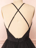 Ndyad v neck black short prom dress black homecoming dress HZ1024