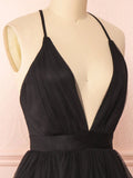 Ndyad v neck black short prom dress black homecoming dress HZ1024