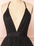 Ndyad v neck black short prom dress black homecoming dress HZ1024
