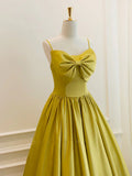 Ndyad yellow satin short prom dress, yellow bridesmaid dress HZ1024