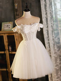 Ndyad sweetheart neck tulle lace short prom dress tulle homecoming dress HZ1024