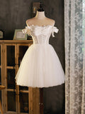 Ndyad sweetheart neck tulle lace short prom dress tulle homecoming dress HZ1024