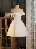 Ndyad sweetheart neck tulle lace short prom dress tulle homecoming dress HZ1024