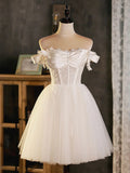Ndyad sweetheart neck tulle lace short prom dress tulle homecoming dress HZ1024