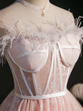 Ndyad sweetheart neck tulle short prom dress pink tulle homecoming dress HZ1024