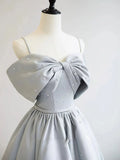 Ndyad Satin Gray Long Prom Dresses, Gray Long Formal Dresses HZ1024