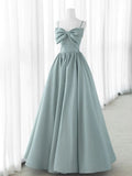 Ndyad Satin Gray Long Prom Dresses, Gray Long Formal Dresses HZ1024