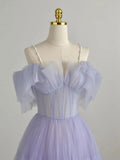 Ndyad Purple Tulle Long Prom Dress, Purple Formal Dress HZ1024