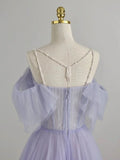 Ndyad Purple Tulle Long Prom Dress, Purple Formal Dress HZ1024