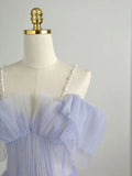 Ndyad Purple Tulle Long Prom Dress, Purple Formal Dress HZ1024