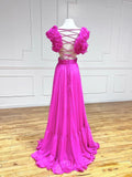 Ndyad Backless Long Prom Dresses, Red Long Evening Dresses HZ1024