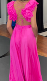 Ndyad Backless Long Prom Dresses, Red Long Evening Dresses HZ1024