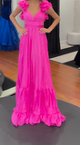 Ndyad Backless Long Prom Dresses, Red Long Evening Dresses HZ1024