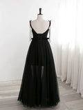 Ndyad Black Tulle Long Prom Dresses, Black Formal Evening Dresses HZ1024