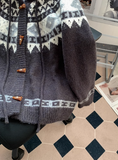 Ndyad Isle Vintage Jacquard Horn Button Women's Hooded Cardigan HZ1024