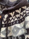 Ndyad Isle Vintage Jacquard Horn Button Women's Hooded Cardigan HZ1024