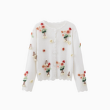 Ndyad 3D Flower Long Sleeve Cardigan Sweater HZ1024